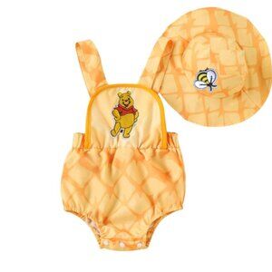 Winnie the pooh romper bee dress outfit first birthday clothes boy Girl Hat